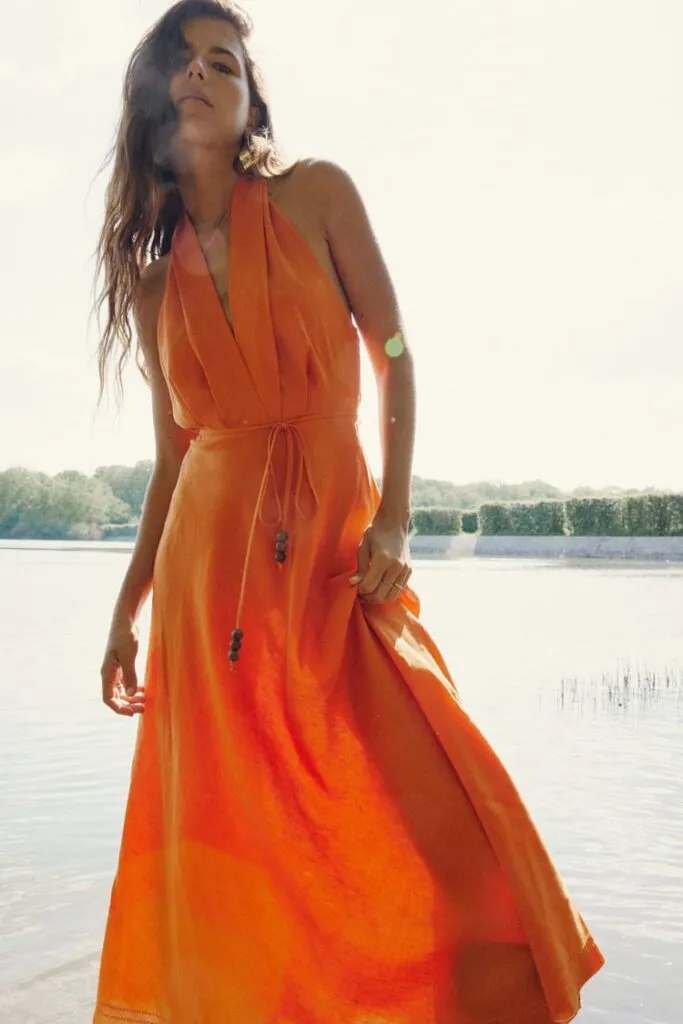 vestido maxi laranja