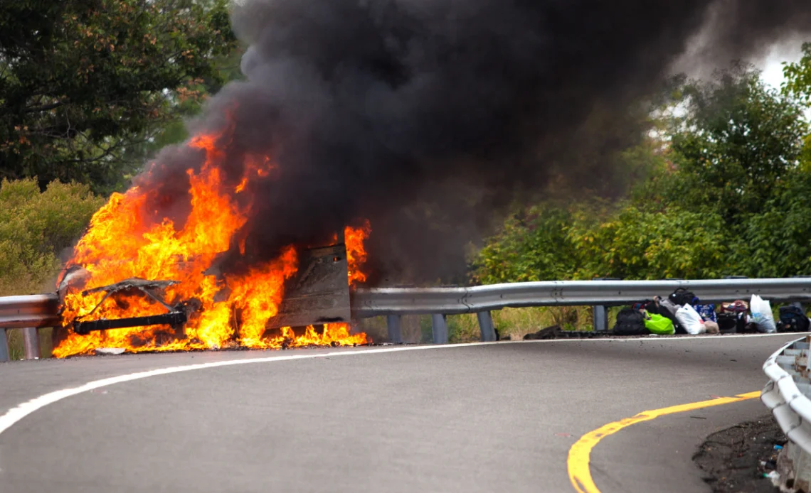Incêndio na estrada